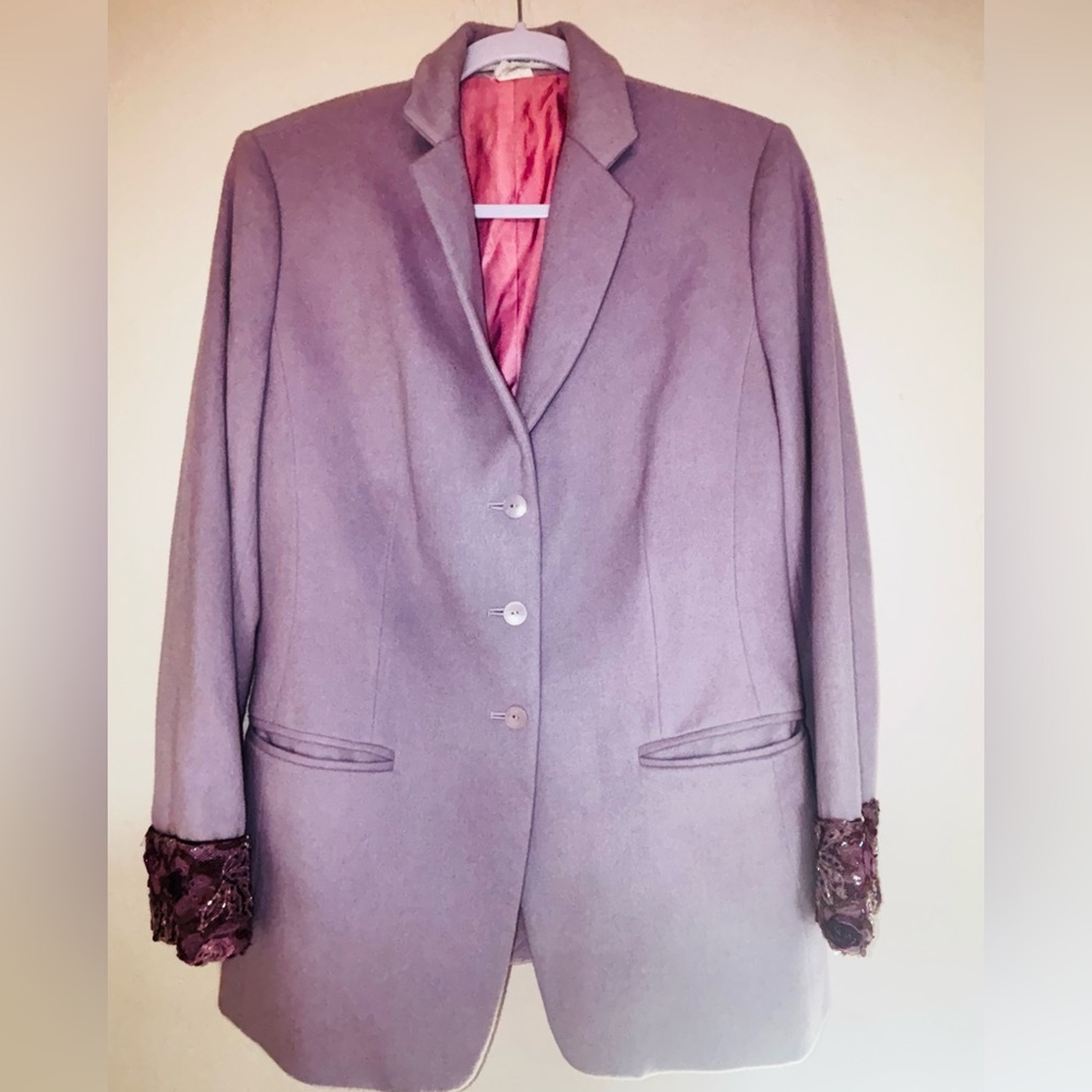 Elegant Lavender  Women's Blazer, Features Embellished Sleeves. - Picture 2 of 10